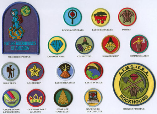 Badges that can be earned by our Junior Rockhounds
